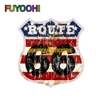 Красивые наклейки FUYOOHI, горячая светоотражающая виниловая наклейка Route 66, Автомобильная наклейка, Окно, Багажник, Авто, Мотоцикл, Защита от ультрафиолета, Автомобильная декоративная