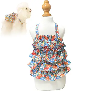 Платье для собаки, эластичное хлопковое платье с цветочным рисунком, милое платье для щенков, одежда для домашних животных, праздничный костюм для собак, юбка для щенков, Весна-лето, Милая одежда для домашних собак