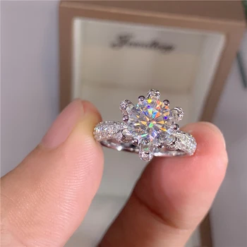 Обручальное кольцо из настоящего Хрусталя 5 Карат, Женское кольцо из стерлингового Серебра 925 пробы, кольцо с лабораторным бриллиантом, Обручальные кольца из стерлингового серебра, ювелирные изделия