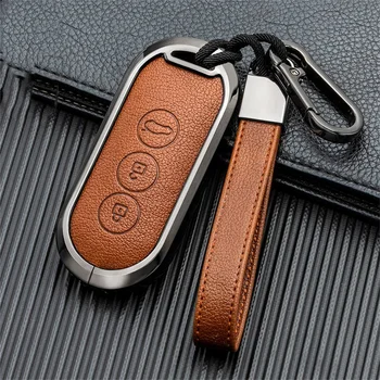 Кожаный чехол для смарт-ключей от автомобиля из цинкового сплава для Aito M5 M7 2022, 3 кнопки, брелок для ключей с дистанционным управлением, автоаксессуары