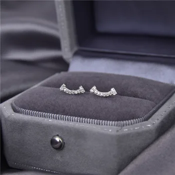 Серьги-Гвоздики С Бриллиантами Из Стерлингового Серебра 925 Пробы Smile Для Женщин, Свадебные Украшения Для Помолвки
