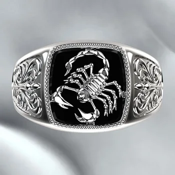 Whoelsale, Бестселлер, Изысканный Узор, Персонализированное кольцо в форме Скорпиона с гальваническим покрытием, Капли клея, Черные украшения для рук, Мужчины, Женщины