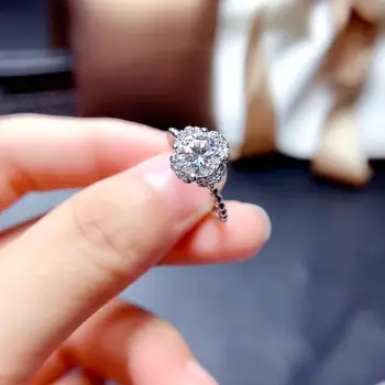 женское кольцо с муазанитом в цветочном стиле, подарок на день рождения из стерлингового серебра 925 пробы, блестящее лучше, чем обручальное кольцо с бриллиантом