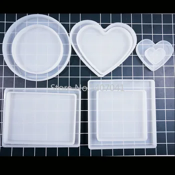 Популярные формы для изготовления ювелирных изделий из различных размеров Love Heart Квадратная прямоугольная базовая доска из УФ-эпоксидной смолы