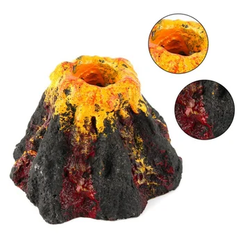 Аквариум в форме вулкана и камень с воздушным пузырем, кислородный насос, аквариум для рыб, безопасное нетоксичное украшение в форме вулкана