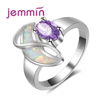 Новое поступление, Уникальное кольцо с геометрическим крестом, Многоцветные украшения из стерлингового серебра 925 пробы для женщин, Свадебное Модное кольцо с радужным опалом