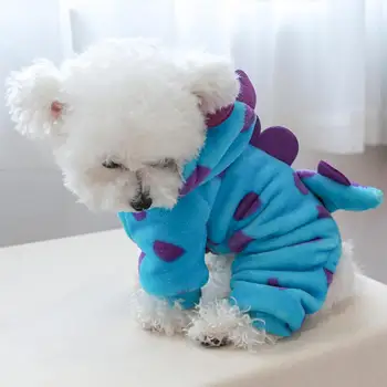 Winter Dog Jumpsuit Hoodie Button Closure 4-legged Dog Cat Зимняя Одежда Для Собак