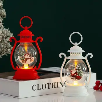 Рождественский Винтажный фонарь, Декоративная лампа в виде снеговика со светодиодной подсветкой, подвесные снежные шары со светодиодными бусинами для рождественского украшения дома