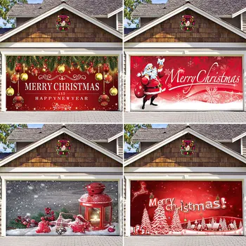 Рождественские украшения 2024, баннер на двери гаража, полиэфирные Рождественские обои, фон, многоразовый для празднования фестиваля