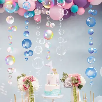 Украшения для вечеринки под морем, красочные гирлянды с пузырьками, Круг для вечеринки в океанской тематике, подвесной баннер, подарок на День рождения Русалки