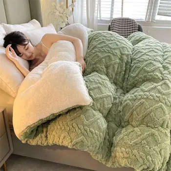 Очень толстое зимнее Теплое одеяло для кровати из искусственного кашемира ягненка, Утяжеленные одеяла, Мягкое, комфортное, Теплое Стеганое одеяло.