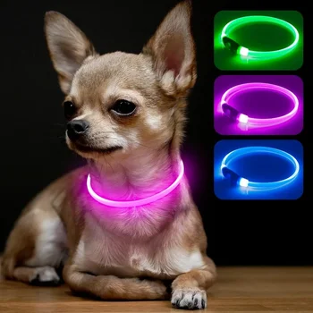 Светодиодный ошейник для собак и кошек, четыре режима подсветки, ошейники для собак, светящиеся в темноте, безопасная выгуливающая собака, светящаяся вспышка, зарядка через Usb для шеи