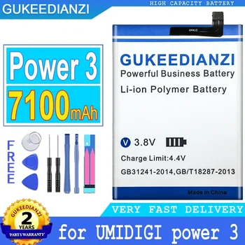 GUKEEDIANZI-аккумуляторная батарея Power 3 для UMIDIGI Power 3, аккумулятор большой мощности, бесплатные инструменты, 7100 мАч
