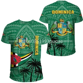 Мужская футболка 2023 года, 3D-футболка с гербом флага Доминики, мужская и женская повседневная модная 3D-футболка