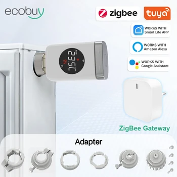 Tuya Smart Zigbee Термостатический Клапан Радиатора Zigbee Gateway Hub TRV Wifi Термостат Отопления Радиатора Alexa Google Home Alice