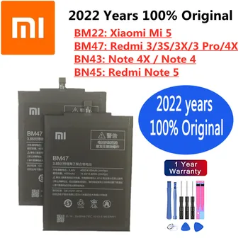 Оригинальный аккумулятор Xiaomi 2022 Для телефонов Xiaomi Mi 5 Redmi 3/3 S/3X/3 Pro/4X Redmi Note 5 / 4X/ 4 Note5 Note4x