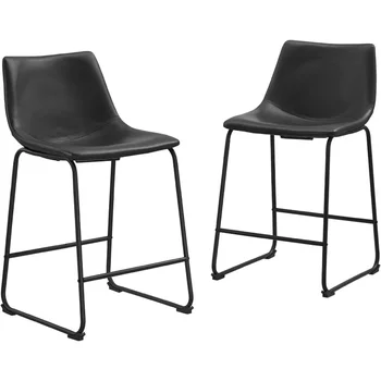 Комплект из 2 стульев из искусственной кожи без подлокотников, черная мебель для кафе, Бесплатная доставка