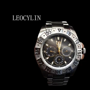 LEOCYLIN Модные мужские кварцевые часы Pilot Chronograph Спортивный бренд classic Из нержавеющей стали и сапфира Relogio Masculino Clock