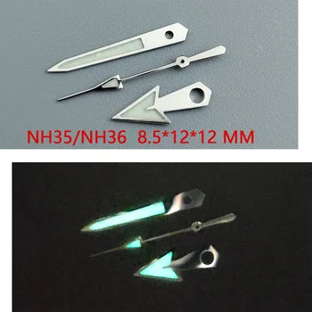 Аксессуары для часов стрелка часов NH35 стрелки серебряные стрелки зеленые супер светящиеся, подходят для NH35, NH36 механизм A13