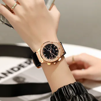 GUOU GUO 2023 Модные часы со стразами Доминирующий большой циферблат силиконовый ремешок Женская индивидуальность Крутые и красивые женские часы