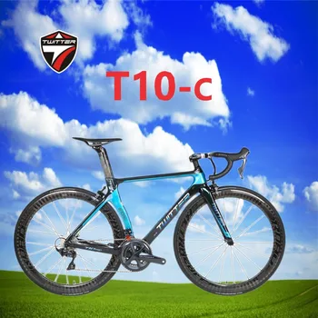TWITTER велосипед Голографический T10 C Тормоз Полностью Из Углеродного Волокна Дорожный Велосипед 105 Полный комплект R7000-22S Dating Carbon Wheel 50mm Set 700*25C