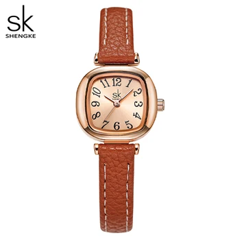Классические повседневные женские часы из розового золота и натуральной кожи Простой минимализм Ретро Элегантные женские часы от ведущего бренда SK Ultra Thin