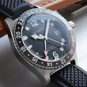 Часы SCMT GMT Seiko NH34 Автоматические из полированной нержавеющей стали 31 мм, светящиеся 200 м, водонепроницаемые Мужские наручные часы SeaQ 1969 Homage