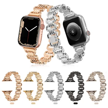 Металлический ремешок для часов Apple watch Ultra 49 мм 8 7 45 мм 41 мм Браслет из нержавеющей стали браслет Для iwatch 6 5 4 3 SE 44 мм 42 мм 40 мм