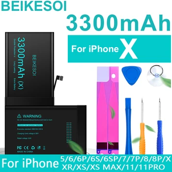 Аккумулятор большой емкости BEIKESOI для iPhone 5S X XR XS Max Оригинальная замена литиевой аккумуляторной батареи Bateria с бесплатным инструментом