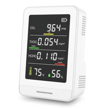 Монитор качества воздуха В помещении-Тестер Качества воздуха Обнаруживает CO2, Температуру, TVOC И Влажность, Измеритель Качества Воздуха Для домашнего использования