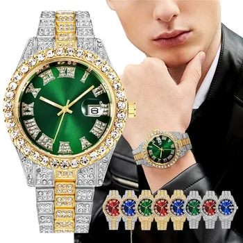 Модные мужские кварцевые часы с бриллиантами, классические деловые немеханические водонепроницаемые ручные часы, мужские повседневные наручные часы для банкета