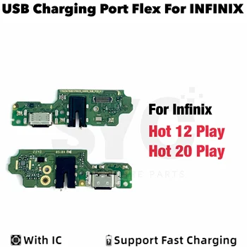 USB-док-станция для зарядки, разъем для подключения платы для зарядки Infinix Hot 12 20 Play X6816, гибкий кабель, Аудиоразъем для наушников