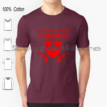 Плохие вещи в Лондоне, красный текстовый дизайн, Лондон, Великобритания, Белая текстовая футболка, 100% хлопок, удобная высококачественная Лондонская грязь, Великобритания