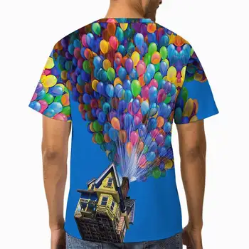 Мужские футболки с воздушным шаром, топы, повседневная одежда в стиле хип-хоп с круглым вырезом, мужская одежда в стиле харадзюку с 3D принтом, свободные дышащие крутые модные футболки