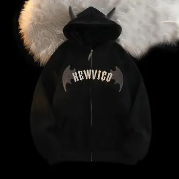 Куртка Толстовка Мужская толстовка из утолщенного плюша с роговым декором на молнии кардиган с длинным рукавом и эластичной манжетой для зимы