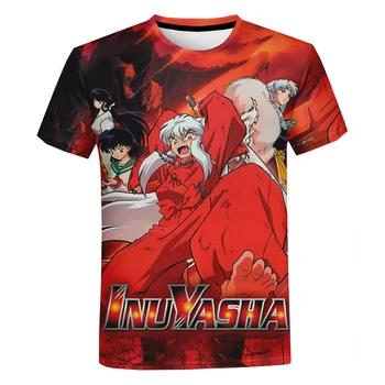 2021 Новая весенне-летняя модная аниме-футболка Inuyasha с 3D принтом для мужчин и женщин, повседневная футболка оверсайз, модная футболка Унисекс