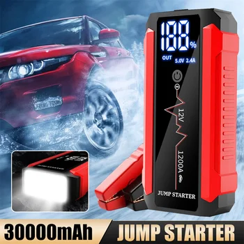 ISFRIDAY 30000 мАч Автомобильный Аккумулятор Jump Starter 1200A Power Bank Портативное USB Быстрое Зарядное Устройство со Светодиодной Лампой 12V Аварийный Усилитель