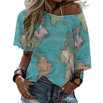 Летняя женская футболка с коротким рукавом, топы с графическим принтом 