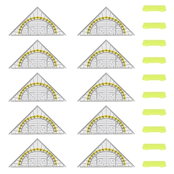 10шт Гибкая Математика Для рисования Пластиковая линейка Геометрический Треугольник Прозрачный Школьный офис Для студентов С ручкой Дизайнерские Круги