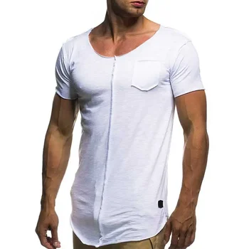 A2054 Летние повседневные мужские тонкие футболки с круглым вырезом, топы и тройники
