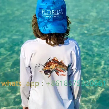 Детская футболка для рыбалки, Быстросохнущая одежда, футболка с 3D-принтом, детская одежда, солнцезащитная рубашка для рыбалки для мальчиков и девочек