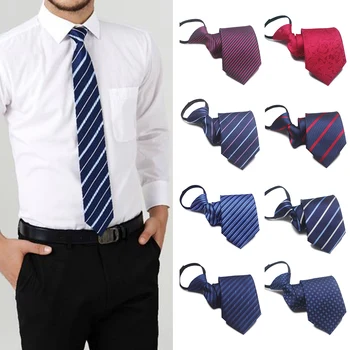 Мужской галстук на ленивой молнии, модный классический мужской галстук, галстуки в горошек, мужские пледы, роскошные галстуки в полоску