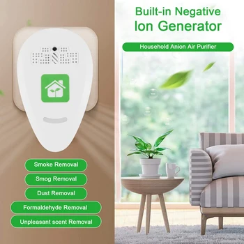 -Подключаемый мини-портативный очиститель воздуха с отрицательными ионами на 5-12 миллионов для спальни, кухни, ванной комнаты, офиса