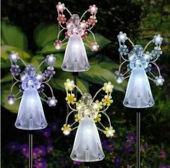 Наружные Солнечные садовые фонари, декоративная лампа в форме милого Ангела, водонепроницаемая светодиодная дорожка для двора, газон на заднем дворе