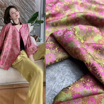 Модная парчовая ткань Daisy Flower Song, 100% шелк тутового дерева, роскошный этнический стиль, традиционный жилет, пальто, платье, рубашка, тканая ткань